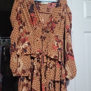 Ulla Johnson Pink and Brown Silk Dress
